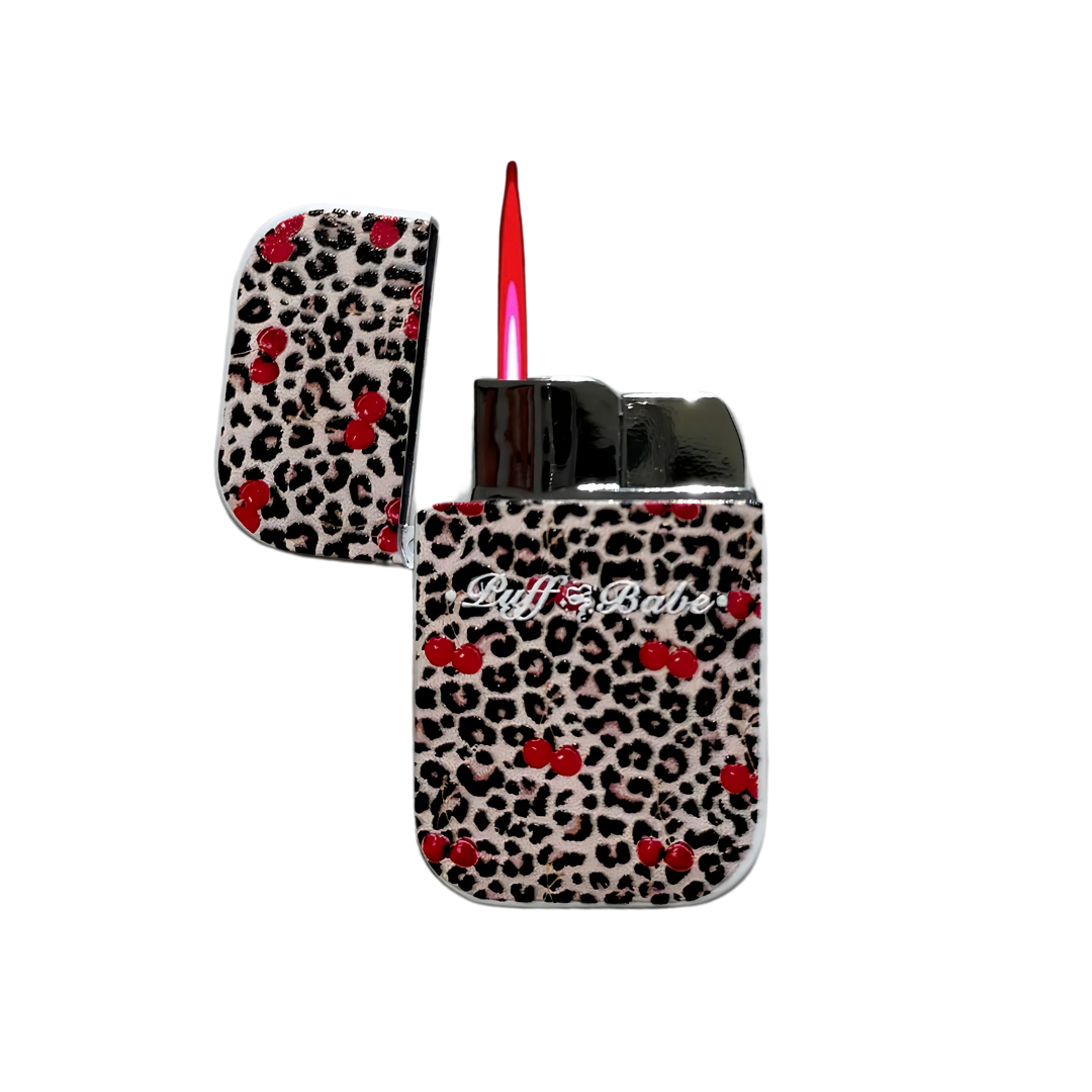 Cherry leopard pink flame lighter