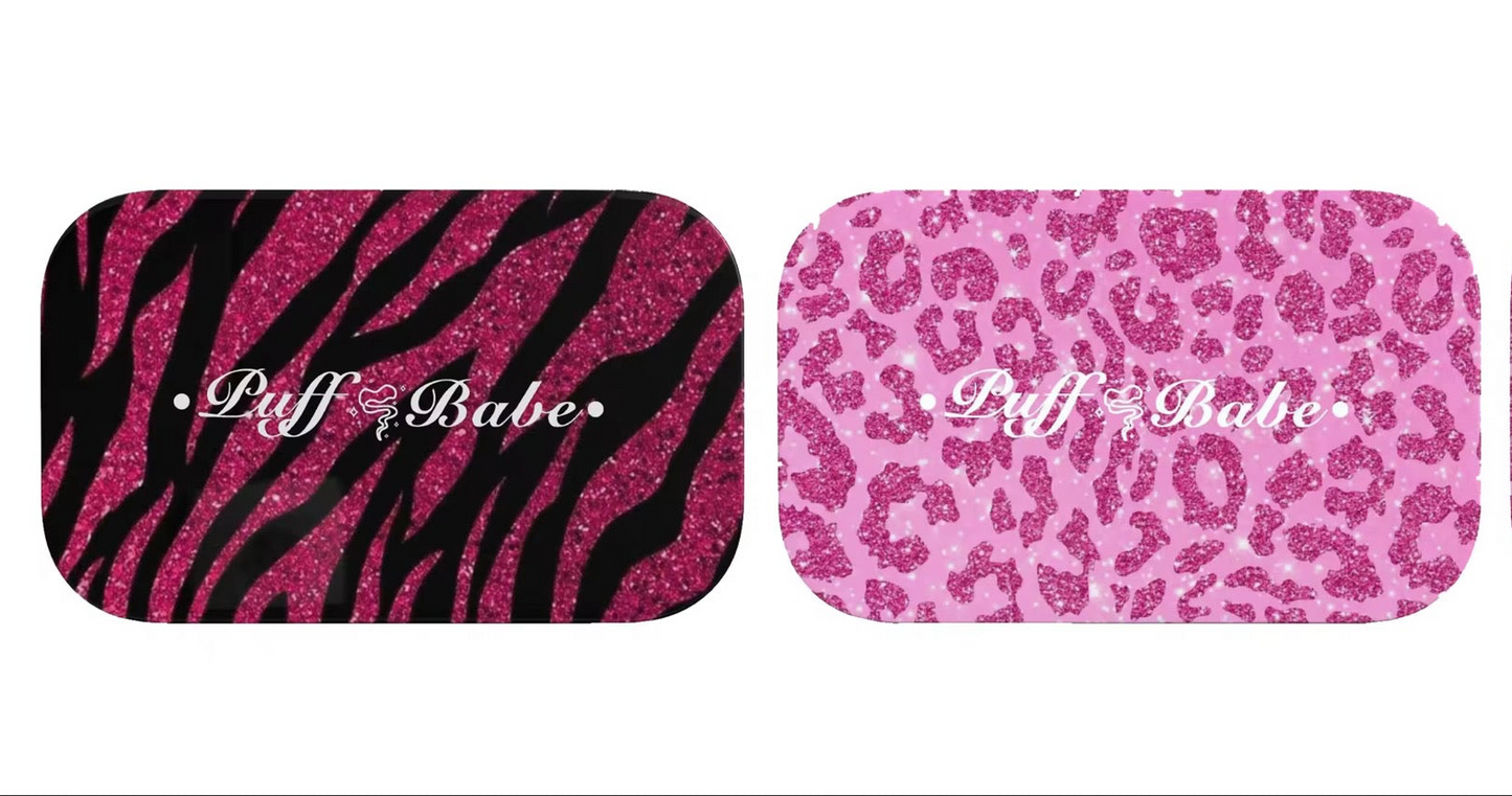 Pink leopard print tray with reflective magnetic lid