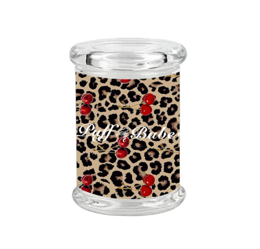 Leopard and cherries storage pot