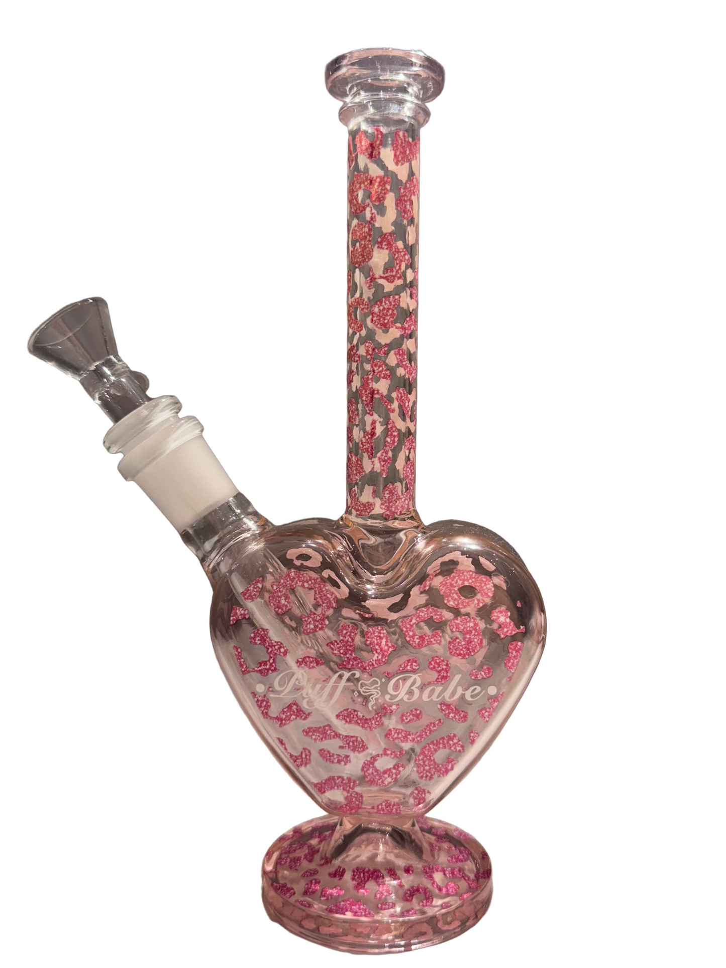 Leopard print Heart Glass Bong
