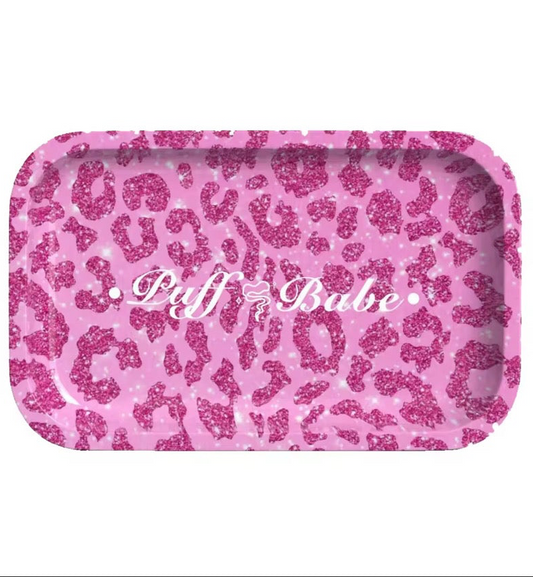 Pink leopard print tray with reflective magnetic lid