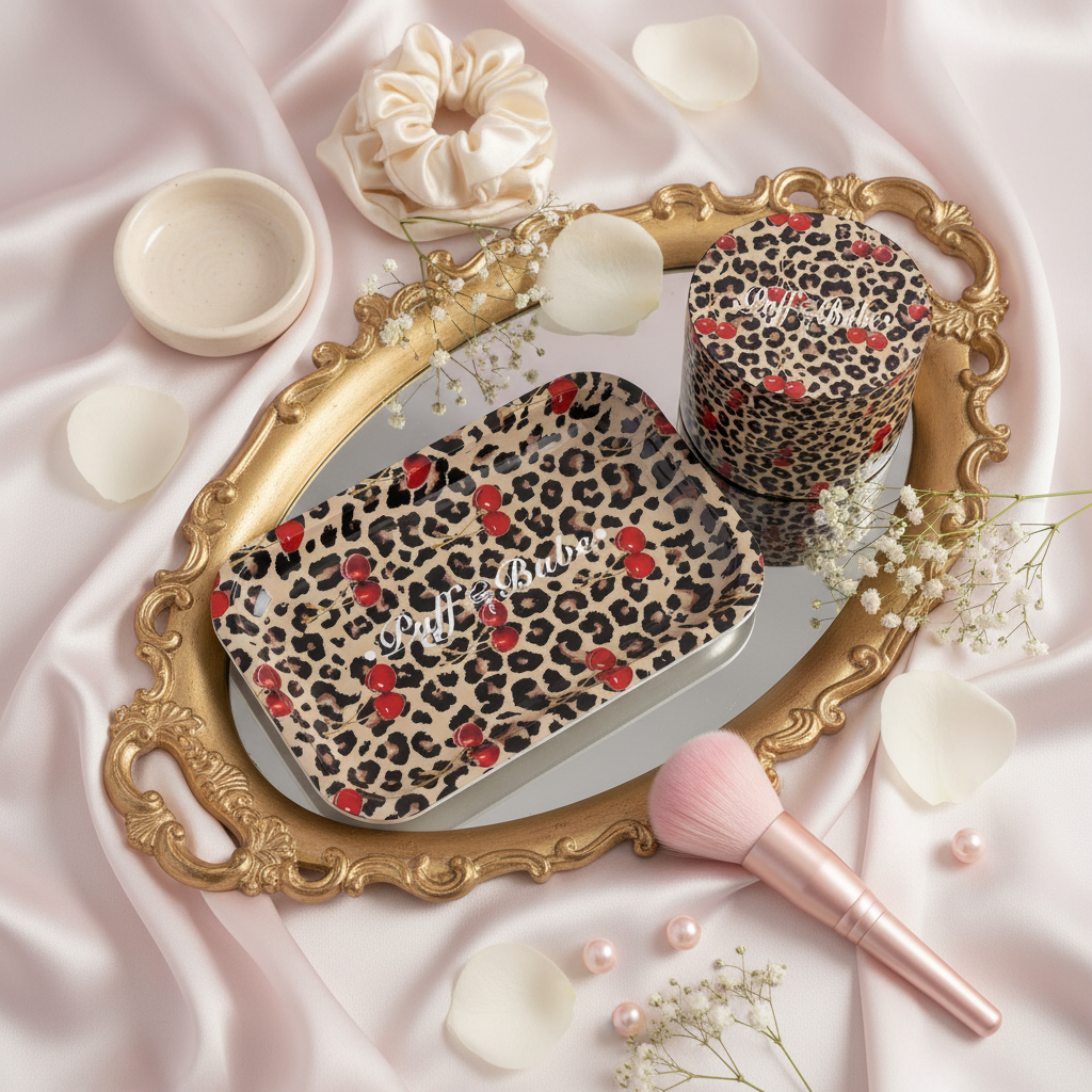 Cherry Leopard Tray and Grinder Set Instagram Post